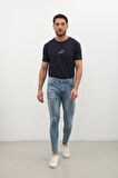 Erkek Skinny Ripped Jean Açık Mavi