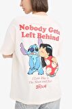 Coool Disney Lilo & Stitch Oversize Geniş Kalıp Bisiklet Yaka Baskılı Kısa Kollu Tişört