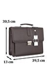Case Club Kilit Mekanizmalı Kahverengi Laptop Evrak Çanta 15,6 İnç Omuz Askılı