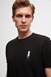 Regular Fit Siyah Baskılı %100 Pamuk T-shirt 2EC14ORT05213