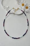 SERTİFİKALI AMAZONİT, YAKUT, LAPİS LAZULİ DOĞALTAŞ KOLYE 