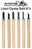 Linol Oyma Seti 6 Parça 1 Paket Linol Oyma Kesme Bıçak Seti 6 Bıçaklı Linolyum Baskı Ahşap Saplı