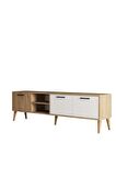 Mezza 1585 Exxen 180 cm (Ahşap Ayaklı) Tv Ünitesi Sepet Beyaz