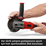 Einhell Professional Akülü Avuç Taşlama AXXIO 18/115 Q LiSolo Power X-Change (18 V, 700 W, Ø 115 mm, 28 mm kesme derinliği, kömürsüz, Quick-Fix oluk, kesme diski ve akü dahil değildir)