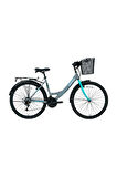 BİSAN MABELLA KADIN ŞEHİR BİSİKLETİ 34CM V 24 JANT 21 VİTES AÇIK GRİ YEŞİL