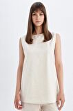 DeFacto Regular Fit Bisiklet Yaka Pamuklu Kolsuz Basic Düz Tunik D2953AX24HSER234