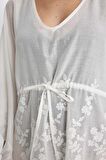 DeFacto V Yaka Baskılı Beyaz Kimono-Fall in Love B8161AX24SMWT16