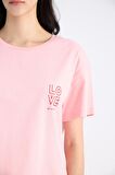 DeFacto Pijama Takımı Kısa Kollu Üst Esnek Belli Uzun Altı-Fall in Love E0857AX25SPPN149