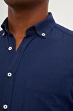 Lacivert Slim Fit %100 Pamuk Gömlek | XS