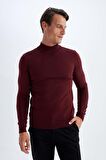 DeFacto Slim Fit Dar Kesim Yarım Balıkçı Yaka Basic Düz Triko Kazak R1127AZ24WNBR50