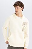 DeFacto Boxy Fit Kapüşonlu Baskılı Kanguru Cepli Sweatshirt C7050AX24AUER91