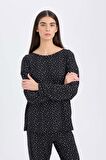 DeFacto Pijama Takımı Softshell Uzun Kollu Üst Beli Lastikli Uzun Altı-Fall in Love D9183AX24WNBK81