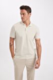 Slim Fit Kıvrılmaz Polo Yaka Kol Bantlı Pamuklu Tişört