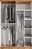 Ücretsiz Montaj - 100% MDF Flora 4 Kapaklı Beyaz Gardırop - MDF Dolap - Elbise Dolabı