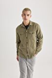 DeFacto Regular Fit Polo Yaka Basic Düz Pamuklu Uzun Kollu Gömlek B2654AX24SPKH470