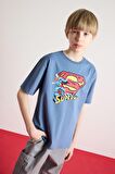 DeFacto Erkek Çocuk Superman Bisiklet Yaka Kısa Kollu Tişört E3102A825SMBE364