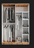 Ücretsiz Montaj - 100% MDF Flora 4 Kapaklı - Aynalı Beyaz Gardırop - MDF Dolap - Elbise Dolabı
