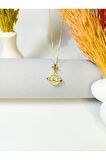 Satürn Star Kolye Gold | Paslanmaz - 316l Çelik | Hediye Paketi Yapılır