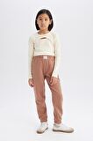 DeFacto Kız Çocuk Standart Fit Beli Paçası Lastikli Basic Düz Jogger Eşofman Altı D3206A824WNBN569