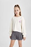DeFacto Kız Çocuk Crop Sırt Baskılı Bisiklet Yaka Sweatshirt C1037A824SPER99