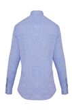 Mavi Desenli Slim Fit Keten Gömlek | XS