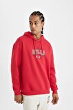 DeFactoFit Kırmızı NBA Chicago Bulls Oversize Geniş Kalıp Kapüşonlu Sırt Baskılı Sweatshirt C9269AX24AUBR244