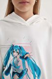 DeFacto Kız Çocuk Hatsune Miku Oversize Geniş Kalıp Kapüşonlu Sweatshirt B2524A823WNER134