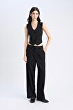 DeFacto Wide Leg Klasik Pantolon Geniş Bol Paça Basic Düz Uzun Boy Yüksek Bel Cepli Pensli C2020AX25SPBK81