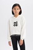 DeFacto Kız Çocuk Relax Fit Kapüşonlu Baskılı Sweatshirt E0462A825SPER85