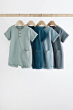 Next Baby % 100 Pamuklu Mavi Nevürlü 4’lü Romper Set