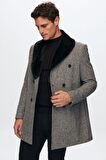 Ds Damat Regular Fit Gri Yakası Çıkartılabilir Kürklü Kaban 9HF08ORT10004 9HF08ORT10004
