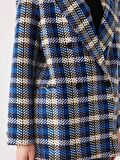 Ekose Desen Saks Kruvaze Oversize Blazer Ceket