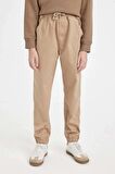 DeFacto Erkek Çocuk Beli Bağcıklı Lastikli Paça Cepli Basic Düz Jogger Gabardin Pantolon A9395A824WNBG219