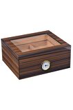Falconetti Kahverengi 2 Katlı Camlı Humidor Puro Kutusu rc07x