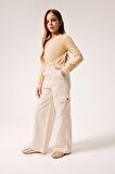 DeFacto Kız Çocuk Wide Leg Kargo Geniş Paça Jean Pantolon D7097A825SPER233