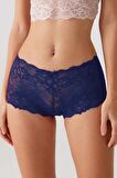 Pierre Cardin Ekru, Kırmızı, Siyah Lace Short Yüksek Bel Dantelli Kadın Boxer 3 Lü Külot