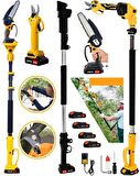 Wacker Germany 2400 Wf 4 ADET Akülü Yellow 3 Lü set Brushles Kömürsüz Motor 2.7 Metre Teleskopik Hediyeli + Akülü Dal Budama + Bağ Makası