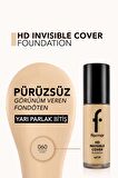 Flormar Invisible Cover HD Hafif Yapılı & Yarı Parlak Bitişli SPF30 Fondöten