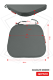 XPERMATE 2'li StandartFit Oval Sandalye Minderi Fermuarlı Yıkanabilir Kılıf Bağcıklı Su ve Yağ İtici 42x42x5 Antrasit