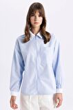 DeFacto Relax Fit Fermuarlı Poplin Uzun Kollu Tesettür Gömlek Tunik C7826AX24SMBE745