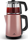 Karaca Tea Glass 2 In 1 Çelik Çay Makinesi Ve Kettle Rosegold