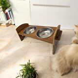 Ahşap Kedi-Köpek Mama ve Su Kabı