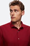 Ds Damat Slim Fit Bordo Armürlü Yarım İtalyan Yaka Pamuklu Gömlek 8HC02ORT13288 8HC02ORT13288