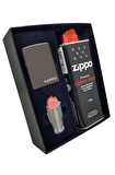 Zippo Çakmak Parlak Black ice Benzin Taş Hediyelik Set du10-150zl