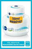 Soft Nemlendirici El Yüz ve Vücut Bakım Kremi 300ml ve 50ml, Jojoba Yağı, E Vitamini, Ekonomik Paket