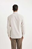 DeFacto Slim Fit Dar Kesim Polo Yaka Petek Dokulu Uzun Kollu Gömlek B6476AX24SPBG359