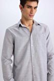 Modern Fit Polo Yaka Basic Düz Uzun Kollu Gömlek