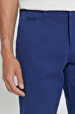 Erkek Indigo Slim Fit Dar Kesim Armürlü %100 Pamuk Casual Chino Şort