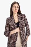 Relax Fit Leopar Desenli Blazer Ceket