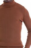 Kahverengi Regular Fit Düz Balıkçı Yaka Klasik Yün Triko Kazak | L